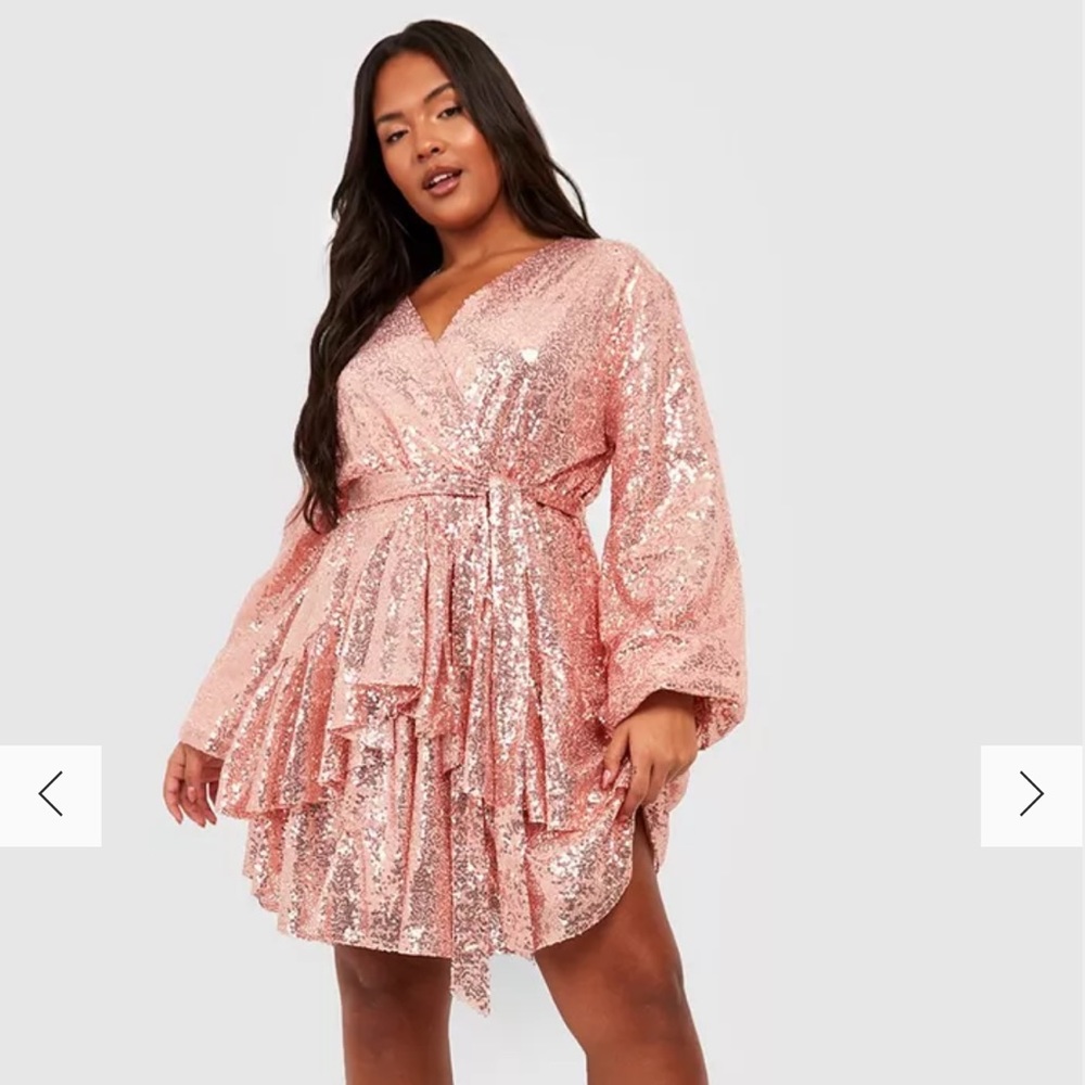 boohoo pink sequin dress